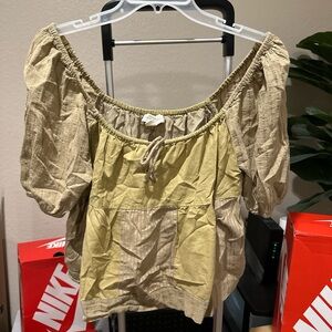 Treasure & Bond Tan Off-Shoulder Blouse